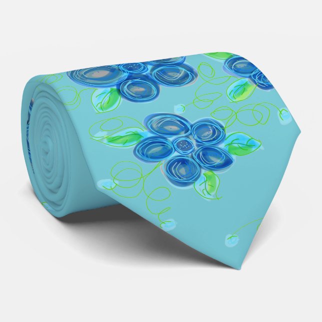 Menswear Mit Monogramm Blue Flower Krawatte (Gerollt)