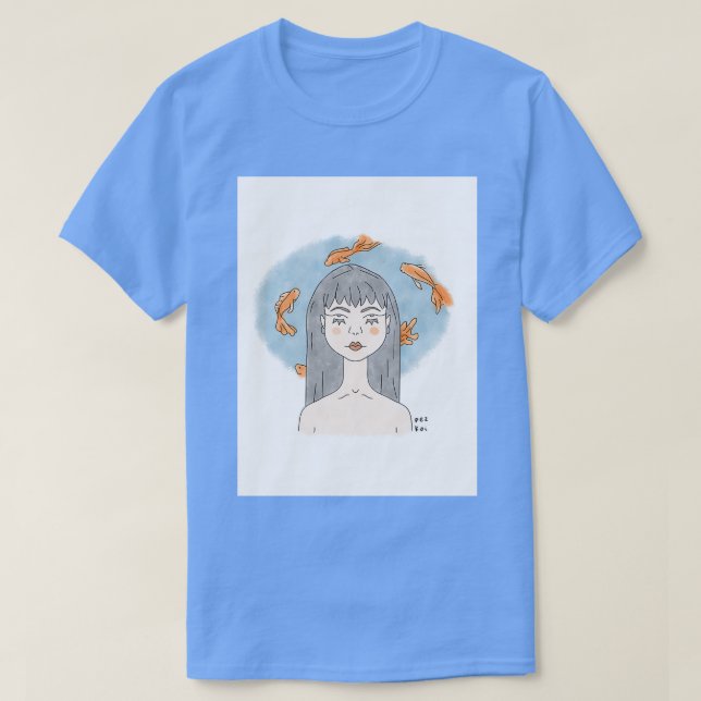 Mental Aquarius Fish Girl Meerjungfrau T-Shirt (Design vorne)