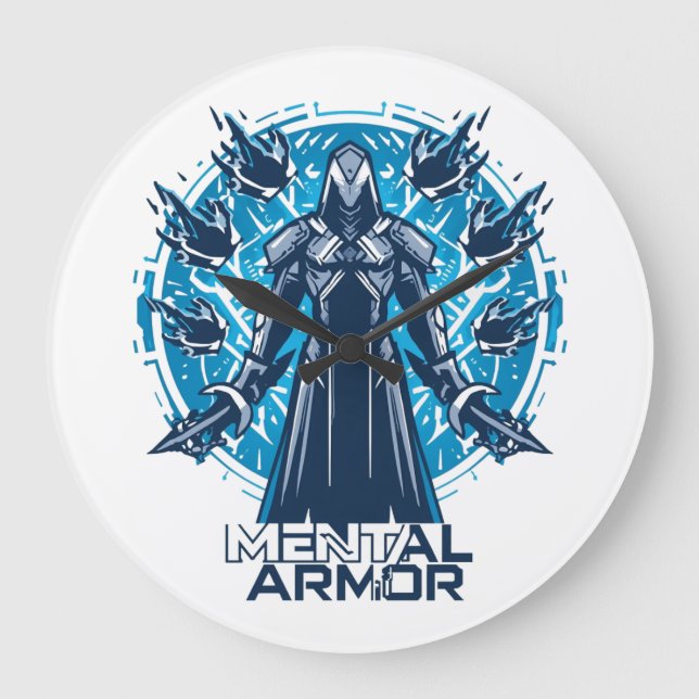 Mental Armor - Hoodie Warrior Figure Große Wanduhr (Vorderseite)