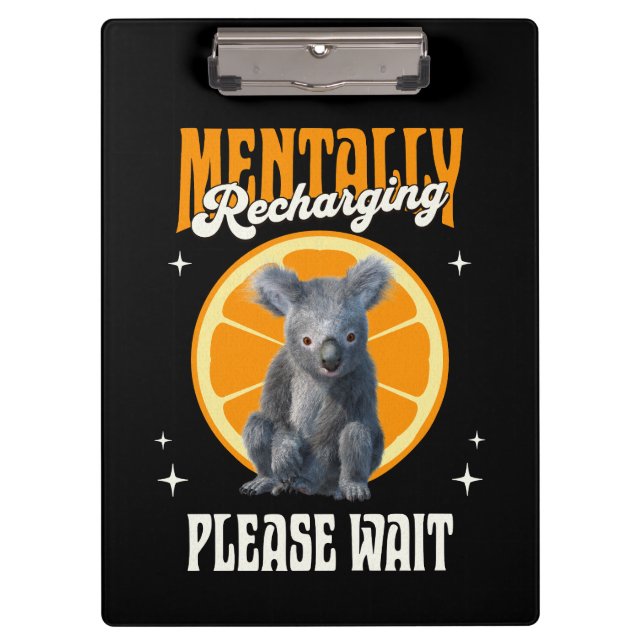 Mental Aufladendes Introvertiertes Koala-Design Klemmbrett (Vorderseite)