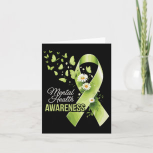 Mental Health Awareness Butterfly Green Ribbon Karte