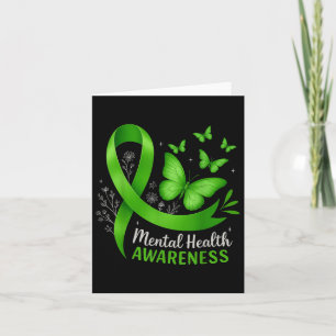 Mental Health Awareness Butterfly Green Ribbon Wom Karte