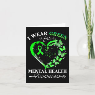 Mental Health Awareness Butterfly Green Ribbon Wom Karte