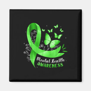 Mental Health Awareness Butterfly Green Ribbon Wom Magnet
