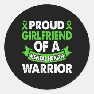 Mental Health Awareness Girlfriend Warrior Mental Runder Aufkleber