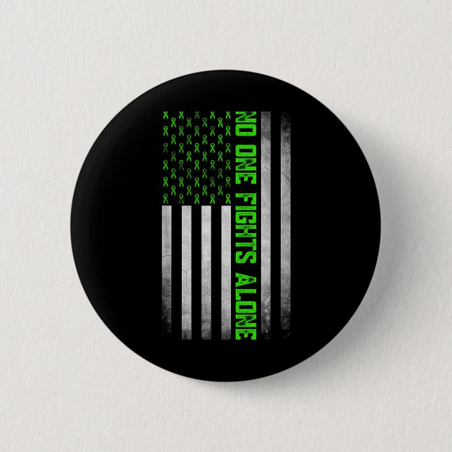 Mental Health Awareness Green Ribbon American Flag Button (Vorderseite)