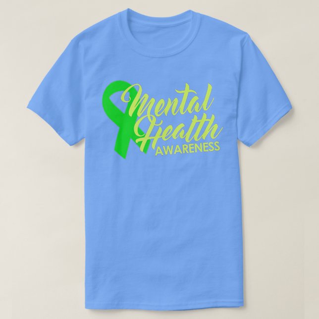 Mental Health Awareness Green Ribbon  T-Shirt (Design vorne)