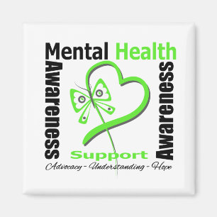 Mental Health Awareness Heart Butterfly Band Magnet