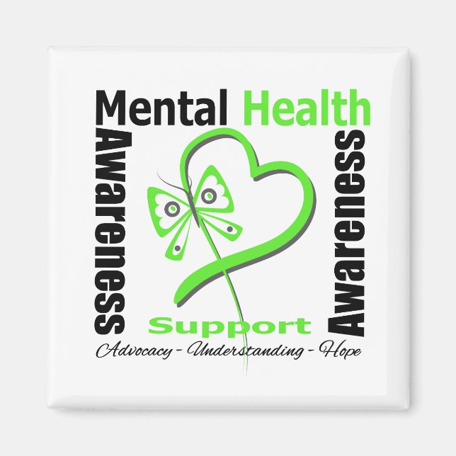 Mental Health Awareness Heart Butterfly Band Magnet (Vorne)