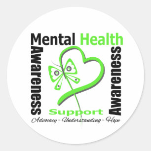 Mental Health Awareness Heart Butterfly Band Runder Aufkleber
