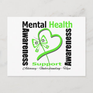 Mental Health Awareness Heart Butterfly Ribbon Postkarte