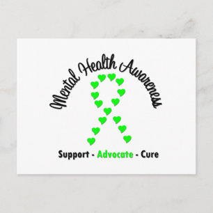 Mental Health Awareness Heart Ribbon Postkarte