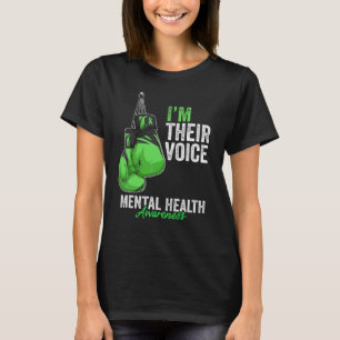 Mental Health Awareness Montag Boxing Gloves Green T-Shirt