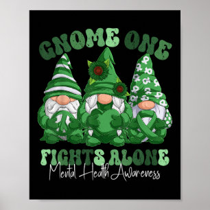 Mental Health Awareness Month Green Ribbon Gnomes Poster