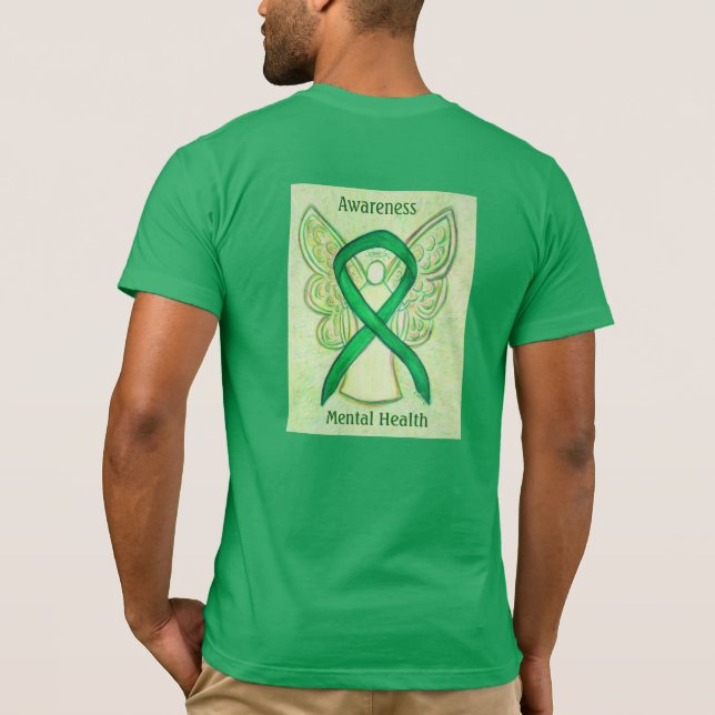 Mental Health Awareness Ribbon Angel Custom Shirts (Rückseite)