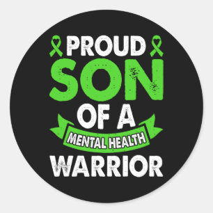 Mental Health Awareness Son of Warrior Mental dort Runder Aufkleber