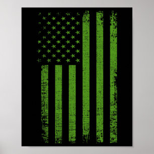 "Mental Health Awareness USA Flag Green" Poster