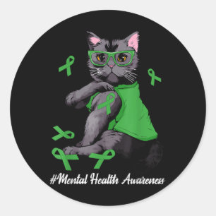 Mental Health Awareness Warriors Black Cat & G Runder Aufkleber