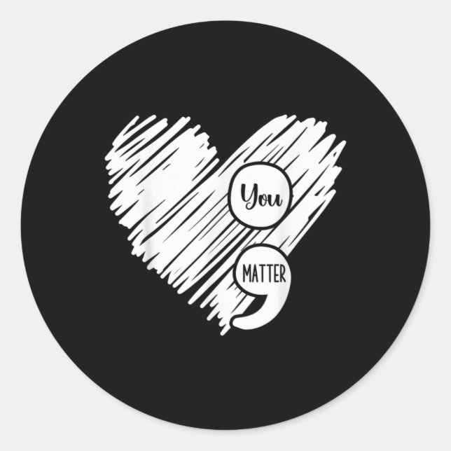 Mental Health Awareness Week Semicolon Suicide Pre Runder Aufkleber (Vorderseite)