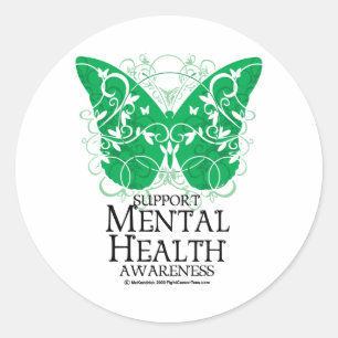 Mental Health Butterfly Runder Aufkleber