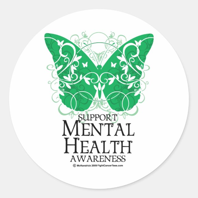 Mental Health Butterfly Runder Aufkleber (Vorderseite)