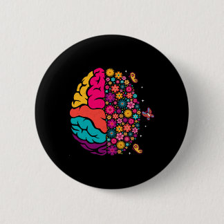 Mental Health Floral Brain Depression Awareness Co Button