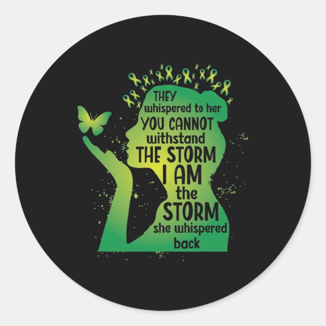 Mental Health Green Ribbon Butterfly Runder Aufkleber (Vorderseite)