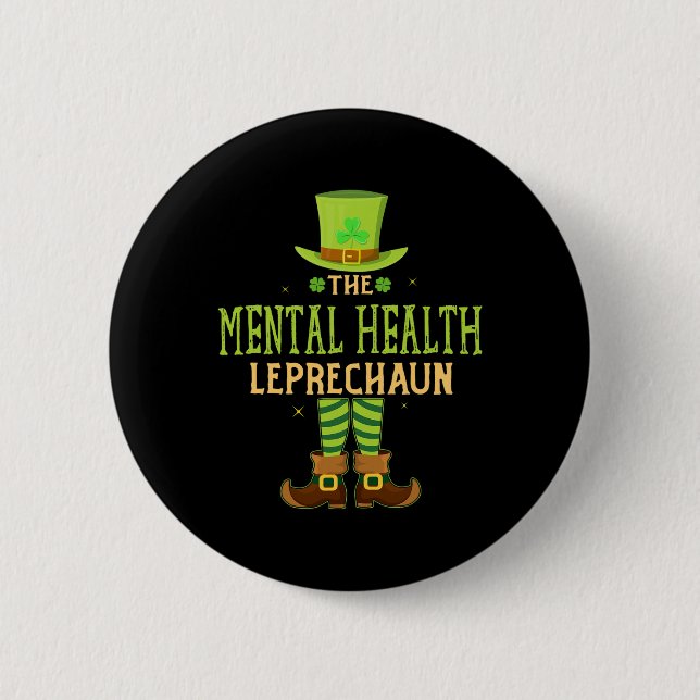 Mental Health Leprechaun Fun Matching St Patricks Button (Vorderseite)