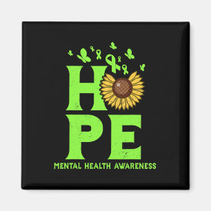 Mental Health Lime Green Hope Vintag Sonnenblumen Magnet