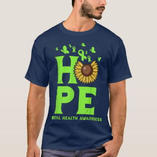 Mental Health Lime Green Hope Vintag Sonnenblumen  T-Shirt