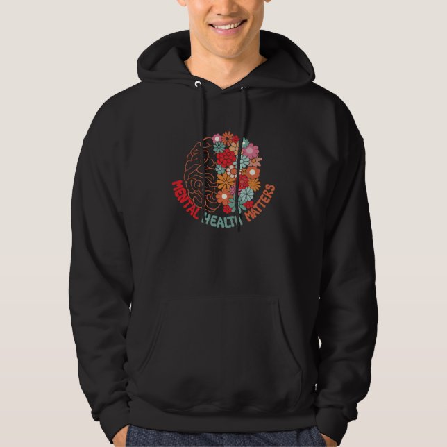 Mental Health Matters Brain Flower Awareness Kid M Hoodie (Vorderseite)