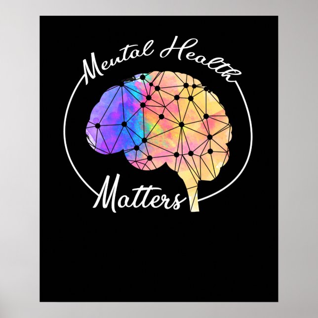 Mental Health Matters Funny Brain Multi-Color Poster (Vorne)