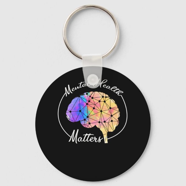 Mental Health Matters Funny Brain Multi-Color Schlüsselanhänger (Vorderseite)