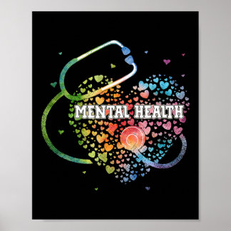Mental Health Nurcol Watercol Liebe Herz Scrub Ste Poster