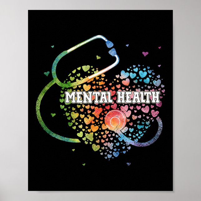 Mental Health Nurcol Watercol Liebe Herz Scrub Ste Poster (Vorne)