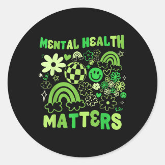 Mental Health S Groovy Floral Mental Health Awaren Runder Aufkleber