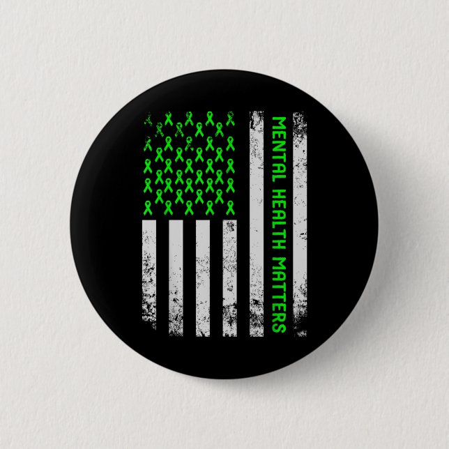 Mental Health S Human Brain Illness Awareness Gree Button (Vorderseite)