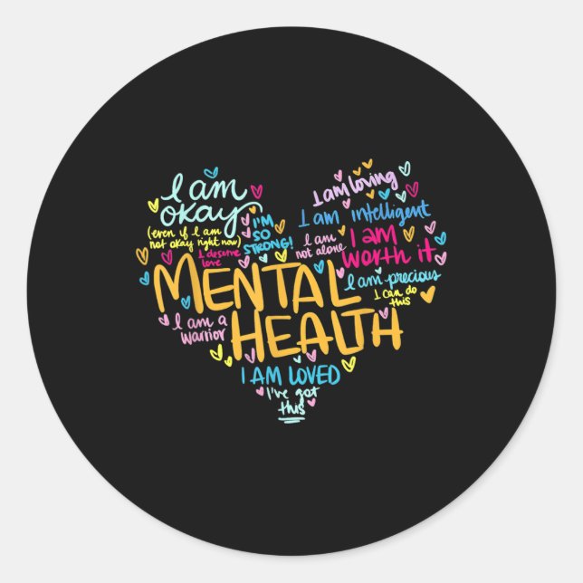 Mental Health S Mental Awareness-Geschenk Runder Aufkleber (Vorderseite)