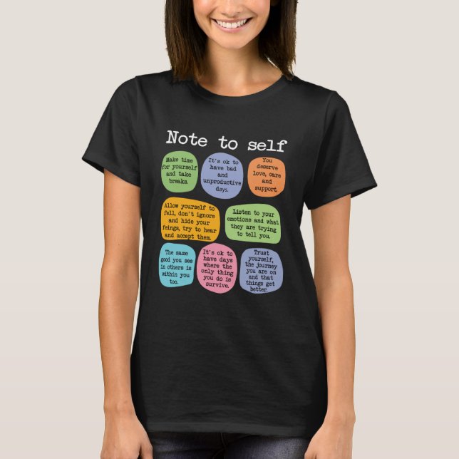 Mental Health School Counselor  Note to Self Teach T-Shirt (Vorderseite)