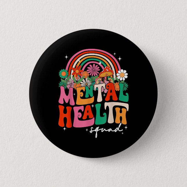 Mental Health Squad Boho Regenbogen-Gehirnkrankhei Button (Vorderseite)