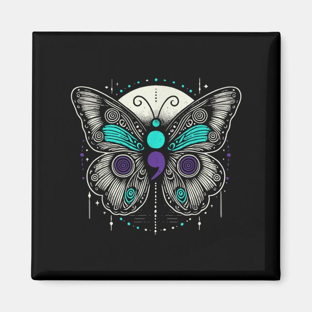 Mental Health Suicide Awareness Semicolon Butterfl Magnet (Vorne)