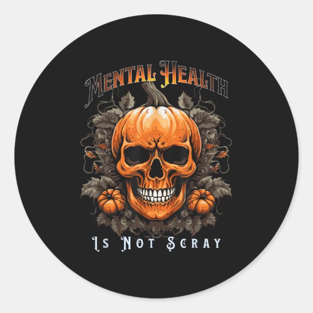 Mental Health Suicide Prevention Halloween Skeleto Runder Aufkleber (Vorderseite)
