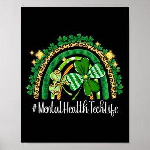 Mental Health Tech Regenbogen St Patricks Day Matc Poster