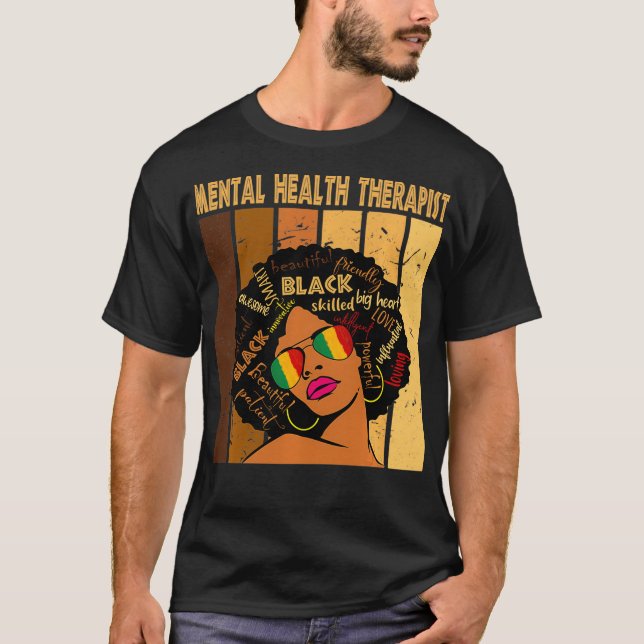 Mental Health Therapist Afro Women Black History M T-Shirt (Vorderseite)