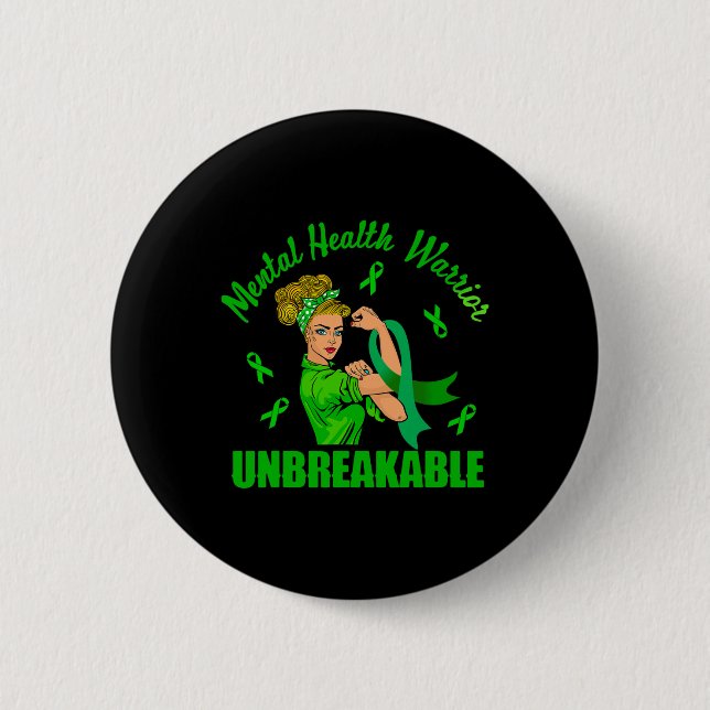 Mental Health Warrior - Unzerbrechliches Bewusstse Button (Vorderseite)