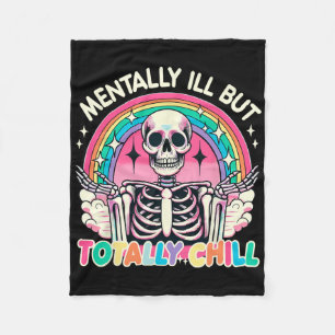 Mental Ill aber Totally Chill Pastel Skeleton Hal Fleecedecke