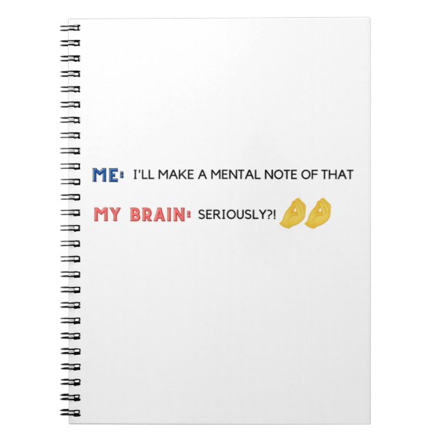 Mental Notes Funny Emoji Diary Notizblock (Vorderseite)