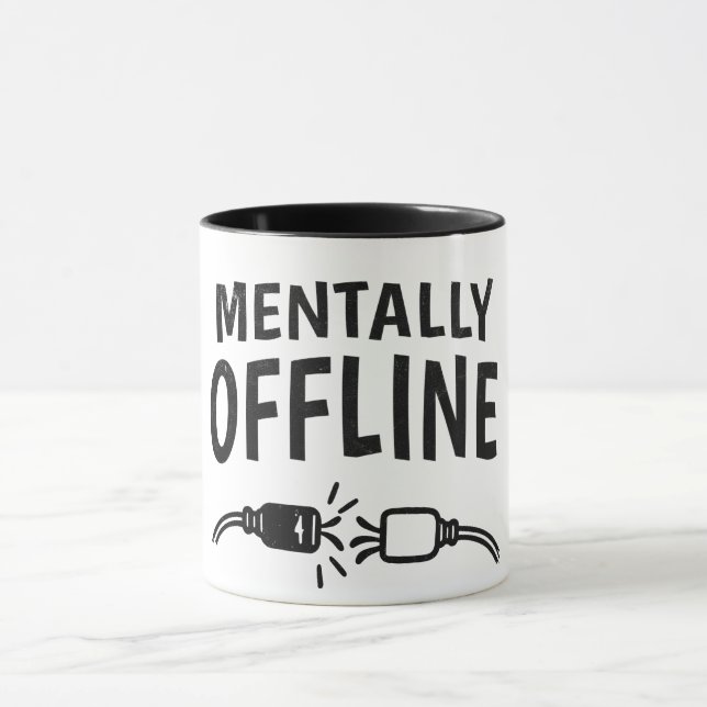Mental Offline – Lustige Introvertierte-Stimmungs- Tasse (Zentrum)