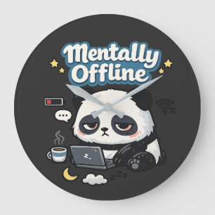 Mental Offline Panda Introvertierte Lo-Fi-Ästhet Große Wanduhr