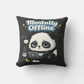 Mental Offline Panda | Introvertierte Lo-Fi-Ästhet Kissen